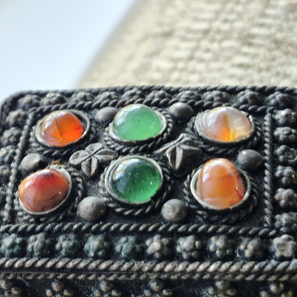 Decorative Black Trinket Box with Gem Accents - Picture 2 of 9